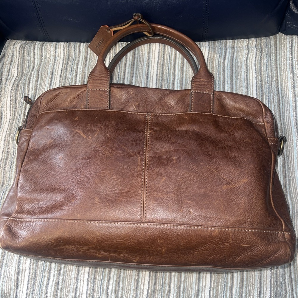 Corporate Office Fossil Briefcase Messenger Bag Brown Leather Bag